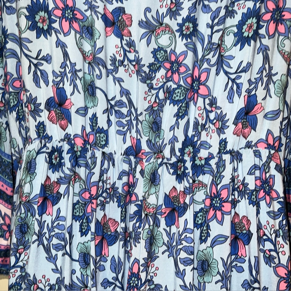 BloomChic Blue Floral V-Neck Maxi Dress Sz 22/24 Fairy Resortwear Cottagecore - Picture 13 of 16